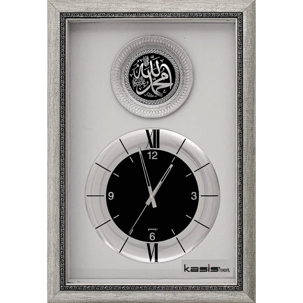 Saatli Duvar Tablosu — Gümüş